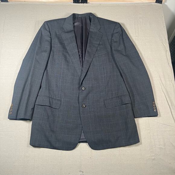 Ermenegildo Zegna Wool Blazer Men's 42R Gray Blue Checkered Super 100’s - Picture 1 of 12